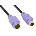InLine PS/2 kabel,  M/V, zwart/paars, vergulde contacten, 2m