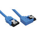 InLine SATA 6Gb/s rondkabel,  blauw, een zijde 90graden haaks links, met vergrendeling, 0.15m