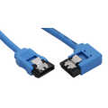 InLine SATA rondkabel,  blauw, één zijde 90° haaks rechts, met vergrendeling, 0.15m