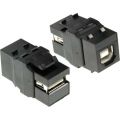 USB 2.0 Snap-In module, USB 2.0 A female-USB 2.0 B female, white housing