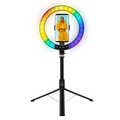 Smartphone ring light with selfie stick tripod, remote shutter