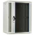 15HE 19Inch Wandkast, glazen voordeur, (BxDxH) 600x450x769mm, Licht Grijs