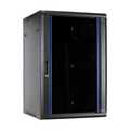 22HE 19Inch Wandkast, glazen voordeur, zwart (BxDxH) 600x600x1200mm