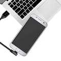 USB 2.0 cable, USB-A/M to Micro-USB/M (90Â°),fabric,metal,black, 0.3 m