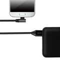 USB 2.0 cable, USB-A/M to Micro-USB/M (90Â°),fabric,metal,black, 0.3 m