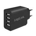 USB power socket adapter, 4x USB-Port, 24W, black