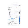 USB power socket adapter, 4x USB-Port, 24W, white