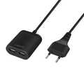 USB charger with 1.5 m fixed cable, 2x USB-A, 12 W