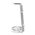 Aluminum headset stand, with 3x usb and 3,5mm ports, silver