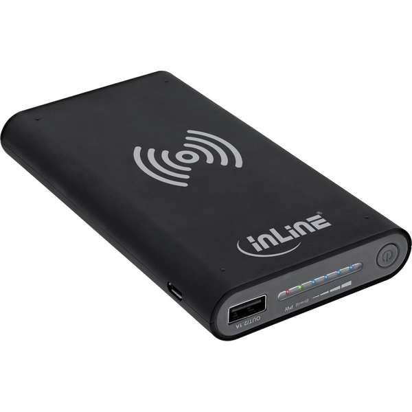 Naar omschrijving van 01477S - InLine Qi-Plate Powerbank 8000mAh Wireless Charging Station black