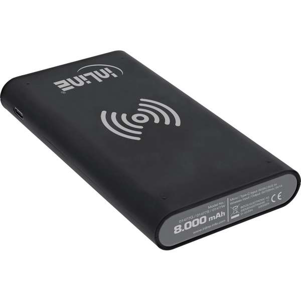 Naar omschrijving van 01477S - InLine Qi-Plate Powerbank 8000mAh Wireless Charging Station black