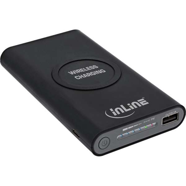 Naar omschrijving van 01477S - InLine Qi-Plate Powerbank 8000mAh Wireless Charging Station black