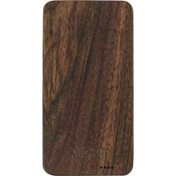 Naar omschrijving van 01478S - InLine USB PowerBank 5.000mAh â€œwoodplateâ€œ with LED Display real walnut wood