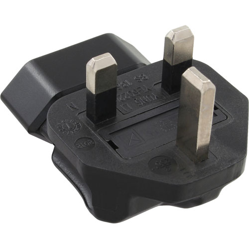 Naar omschrijving van 16702G - InLine Travel Adapter England male plug to Euro female angled with safety fuse