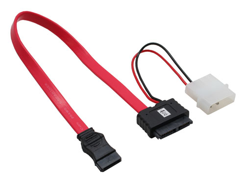 Naar omschrijving van 29675 - InLine SATA voedingsadapterkabel,  1x SATA + 1x 13.34cm (5.25Inch) V naar 7+6 SlimSATA socket, 30+15cm (5V)