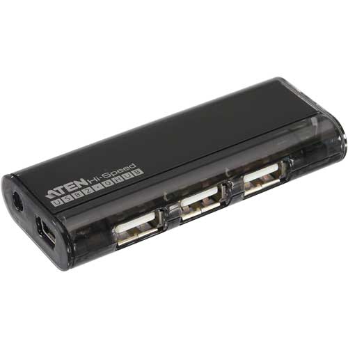 Naar omschrijving van 33295C - Mini USB 2.0 4-Port Hub, black, with magnet, no PSU, Aten UH284Q9Z