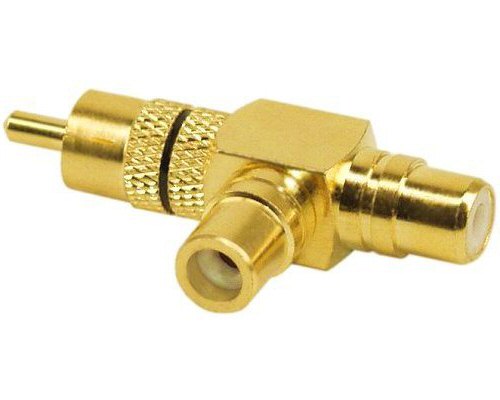 Naar omschrijving van 99312 - InLine Audio adapter,  Tulpplug naar 2x Tulp contraplug, zwart, vergulde contacten, 90°