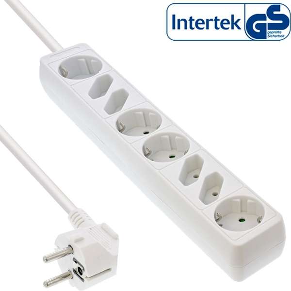 Naar omschrijving van 16483W - InLine Stekkerdoos, 4 plus 4 voudig, 3m wit, met Kinderbeveiliging