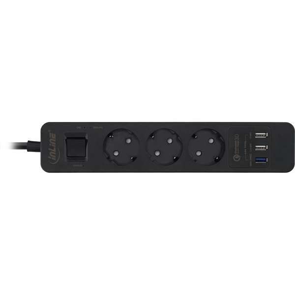 Naar omschrijving van 16491S - Stekkerdoos 3 voudig met schakelaar, USB, 1,5m zwart