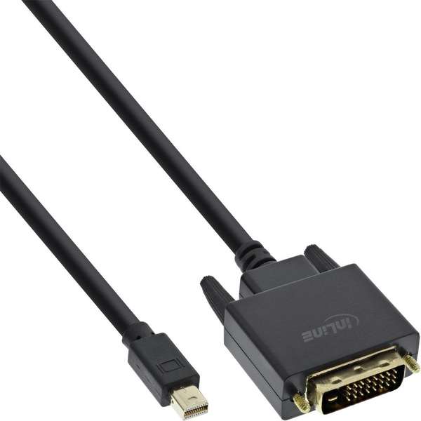 Naar omschrijving van 17225 - Inline Mini DisplayPort male to DVI-D 24+1 male cable, black/gold, 5m