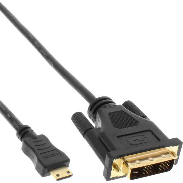 Naar omschrijving van 17471P - Mini-HDMI to DVI Cable HDMI C male to DVI 18+1 male gold plated 1m