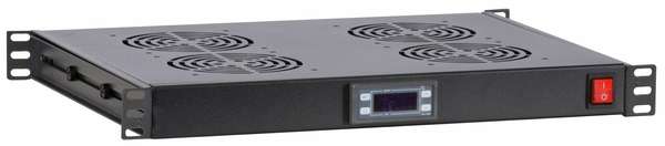 Naar omschrijving van AST19-FT1U4TM - 1HE, 19inch ventilator set met 4st en thermostaat