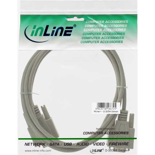 Naar omschrijving van 12237 - InLine SeriÃ«le kabel, gegoten, DB9M/V, 1:1, 7m, beige