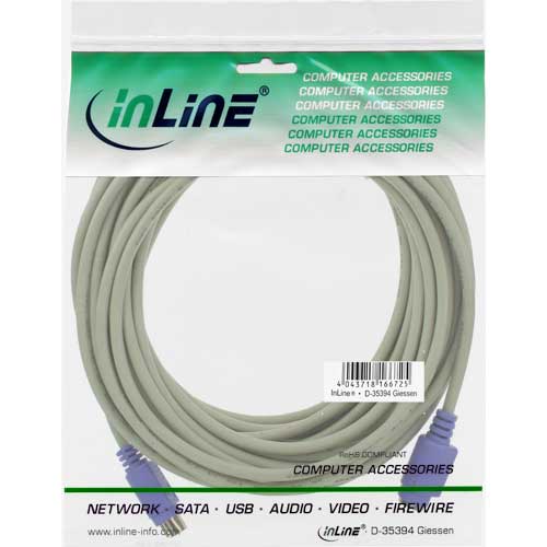 Naar omschrijving van 13340V - InLine PS/2 kabel,  M/V, beige/paars, 10m