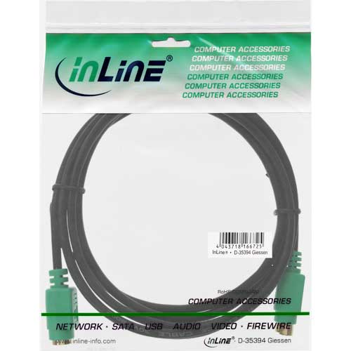 Naar omschrijving van 13343H - InLine PS/2 kabel,  M/V, zwart/groen, vergulde contacten, 3m
