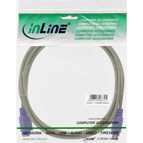 Naar omschrijving van 13342V - InLine PS/2 kabel,  M/V, beige/violet, 2m