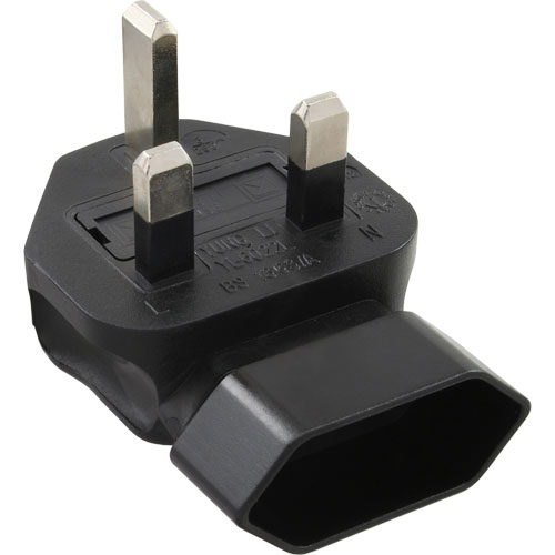 Naar omschrijving van 16702G - InLine Travel Adapter England male plug to Euro female angled with safety fuse