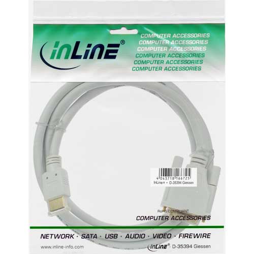 Naar omschrijving van 17661U - InLine HDMI-DVI kabel,  HDMI Male naar DVI 18+1 Male, wit/goud, 1m
