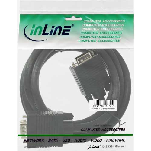 Naar omschrijving van 17803B - InLine S-VGA kabel,  zwart, 15HD M/M, 0.3m