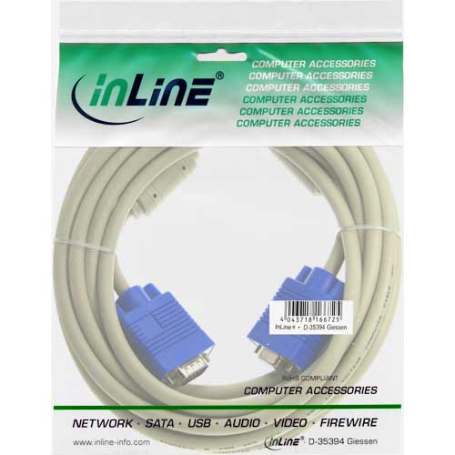 Naar omschrijving van 17714 - InLine S-VGA kabel, grijs, 15HD M/F, 1.5m