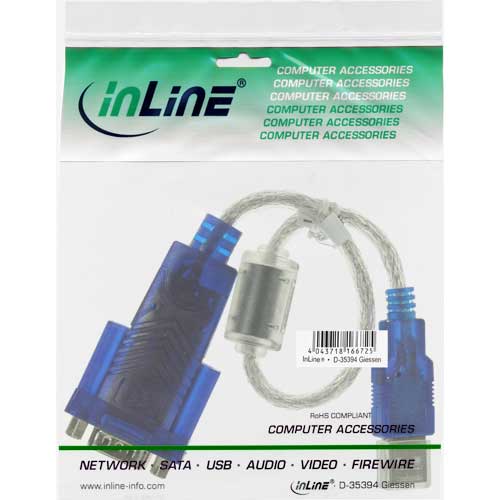 Naar omschrijving van 33304D - InLine  Premium USB->SeriÃ«le adapterkabel