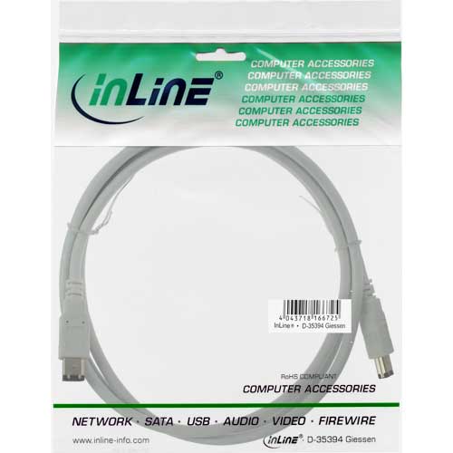 Naar omschrijving van 34002W - InLine FireWire IEEE 1394 kabel,  6-pins M/6-pins M, wit, 1.8m, bulk