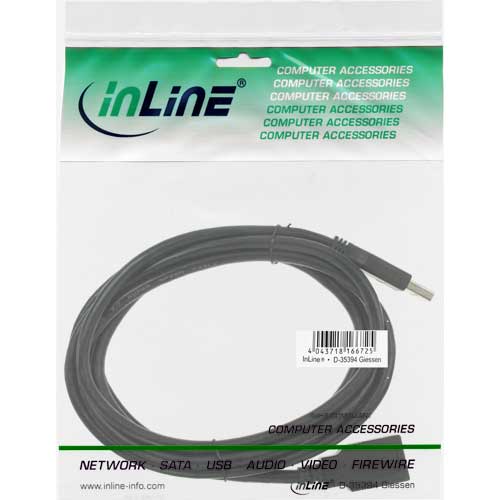 Naar omschrijving van 35625 - InLine USB 3.0 kabel,  AM/AF, zwart, 2.5m