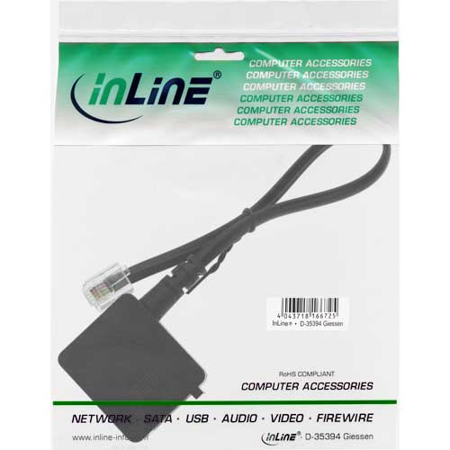 Naar omschrijving van 69945 - InLine TAE adapterkabel,  RJ11 6P4C Male naar TAE-F Female, 0.2m