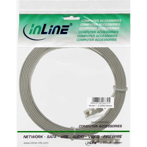 Naar omschrijving van 71602 - InLine Platte patchkabel,  UTP, Cat. 6, grijs, 2m