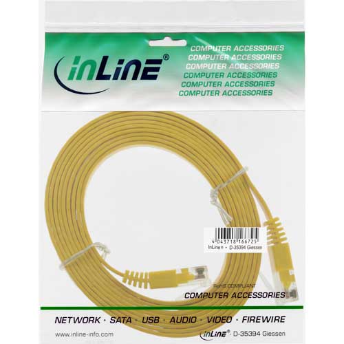 Naar omschrijving van 71603Y - InLine Platte patchkabel,  UTP, Cat. 6, geel, 3m