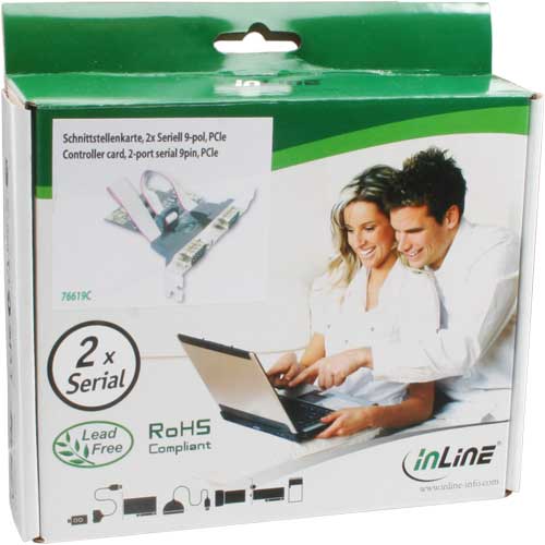 Naar omschrijving van 76619C - InLine Interface kaart, 2x seriÃ«le 9-pins, PCIe (PCI-Express)