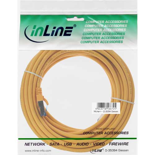 Naar omschrijving van 76807Y - InLine Patchkabel Cat.6(A) S-STP/PiMF,  LSZH 500MHz, geel, 7.5m