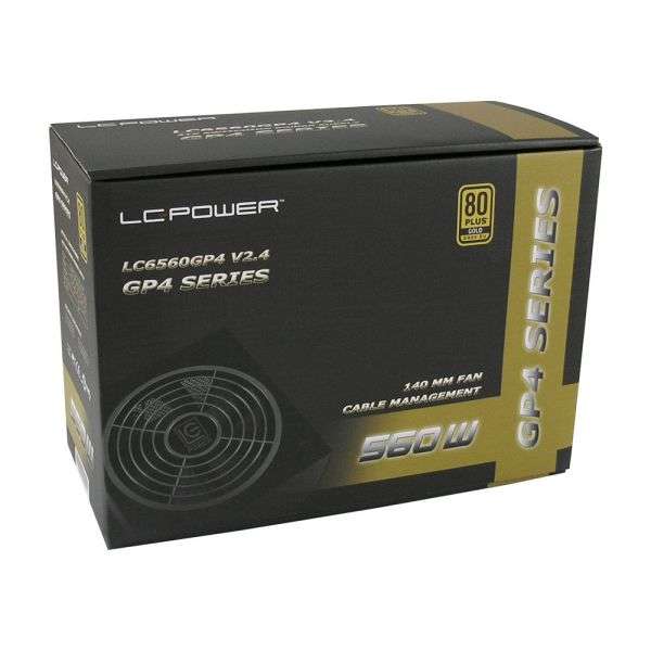 Naar omschrijving van 26698K - LC-Power Netzteil, LC6560GP4 V2.4 - GP4-Serie, ATX, 140mm, 560W, modulares Kabel
