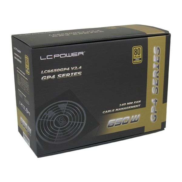 Naar omschrijving van 26699K - Netzteil ATX LC-Power LC6650GP4 V2.4 - GP4-Serie, black, 140mm, 650W, 80 PLUS GO