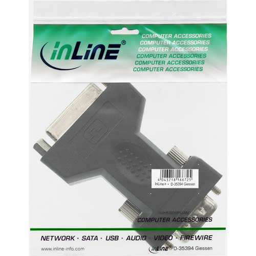 Naar omschrijving van 17790 - InLine DVI-A adapter,  DVI 24+5 Female naar HD15 Male