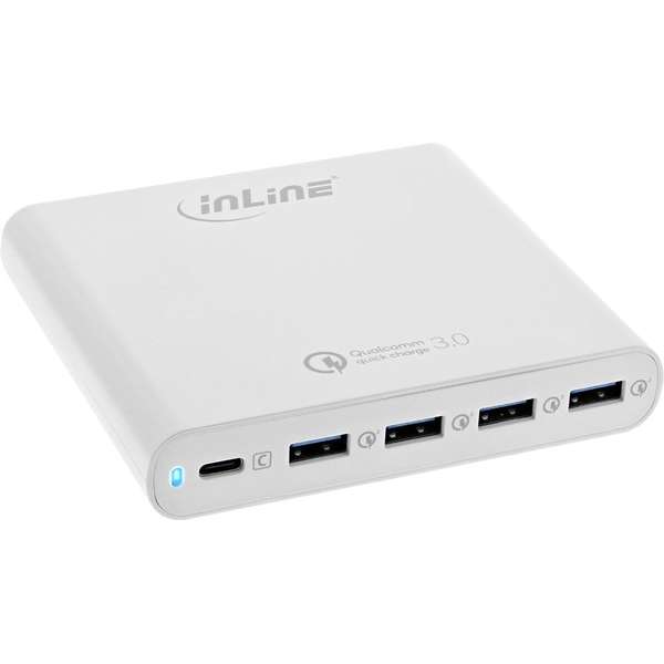 Naar omschrijving van 31510W - Quick Charge 3.0 USB notebook power supply, 4x USB A + USB Type-C, 80W, white