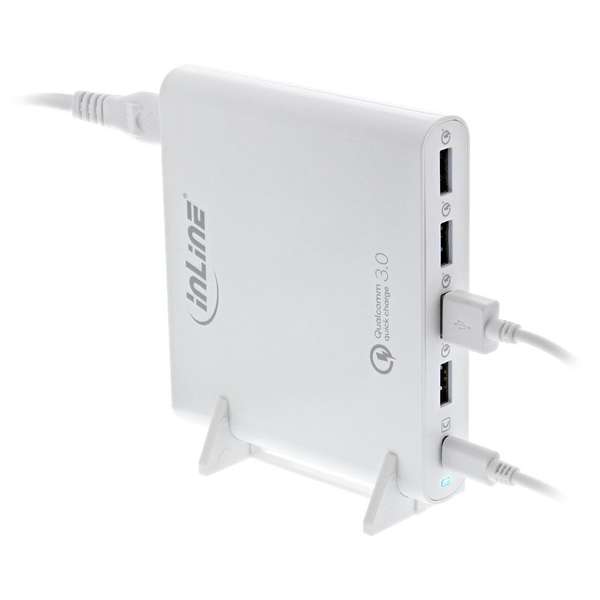 Naar omschrijving van 31510W - Quick Charge 3.0 USB notebook power supply, 4x USB A + USB Type-C, 80W, white