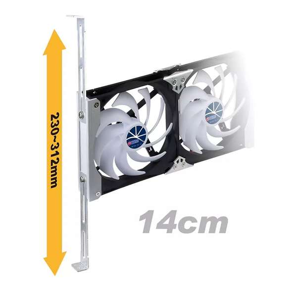 Naar omschrijving van 33742D - Titan TTC-SC09TZ (C) Mobile fan, 2x 140x140x25mm
