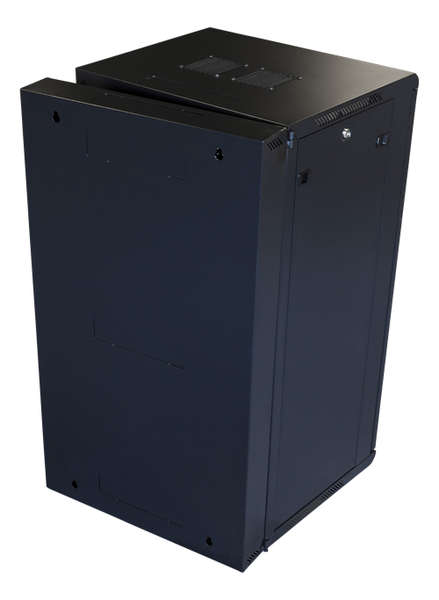 Naar omschrijving van AST19-6622-WAND - 22HE 19Inch Wandkast, glazen voordeur, zwart (BxDxH) 600x600x1200mm