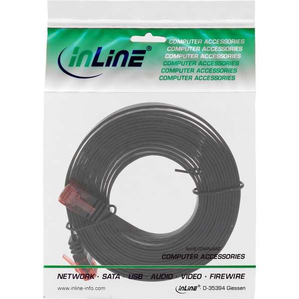 Naar omschrijving van 71601S - InLine Platte patchkabel,  UTP, Cat. 6, zwart, 1m